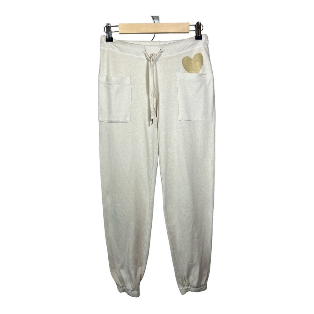 SUNDRY Women’s Heart Patch Pocket Sweat Pants Cream Size 1/Small